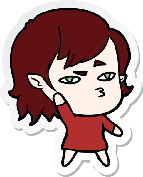 Bir insan tarafından çizilmiş vampir bir kızın çıkartması.