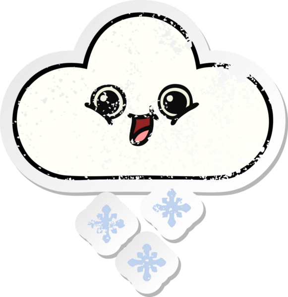 Bir insan tarafından çizilmiş tatlı bir karikatür kar bulutunun sıkıntılı çıkartması