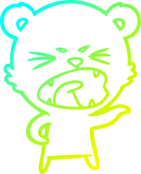 Bir insan tarafından çizilmiş kızgın bir kutup ayısının soğuk çizgi çizimi.