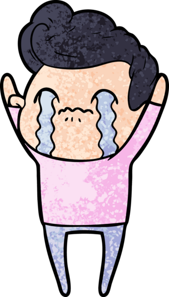 Bir insan tarafından çizilmiş ağlayan çizgi film adamı.