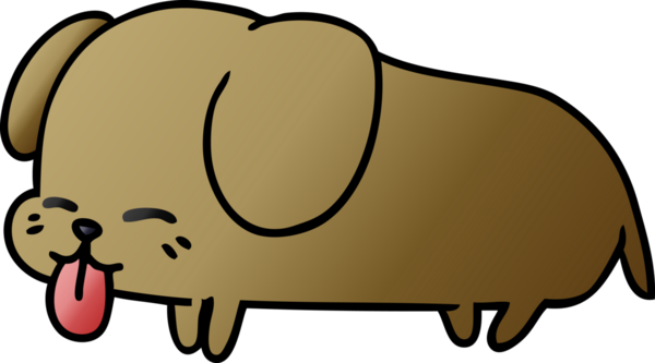 Bir insan tarafından çizilmiş kawai köpeğinin gradyan çizimi.