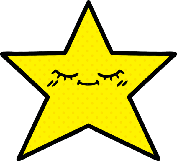 Bir insan tarafından çizilmiş bir altın yıldızın çizgi filmi.