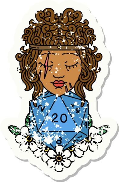 Retro Dövme Tarzı İnsan Barbarlığı Bir insan tarafından çizilmiş 20 zar ile