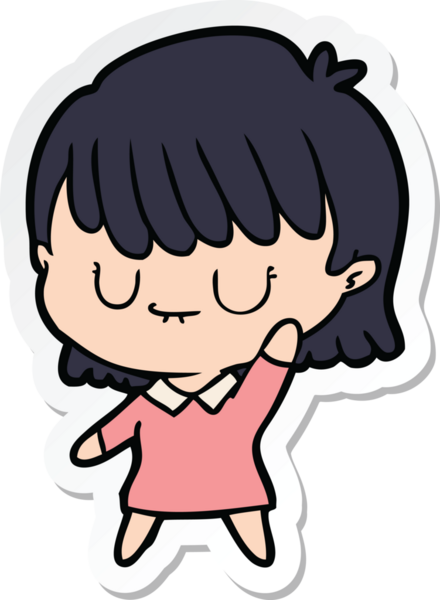 Bir insan tarafından çizilmiş bir karikatür kadının çıkartması.