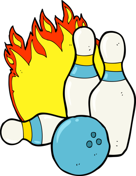 Bir insan tarafından çizilmiş 10 toplu bowling karikatürü.