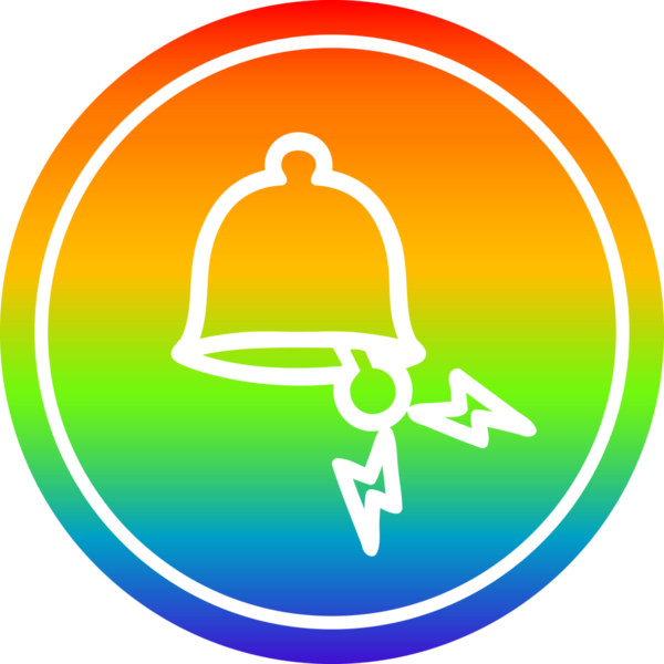 Çalan çan dairesel simgesi gökkuşağı gradyan bir insan tarafından çizilmiş