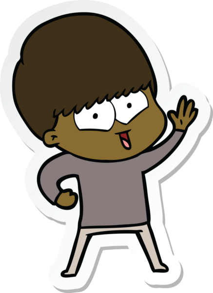 Bir insan tarafından çizilmiş mutlu bir çocuğun çıkartması.