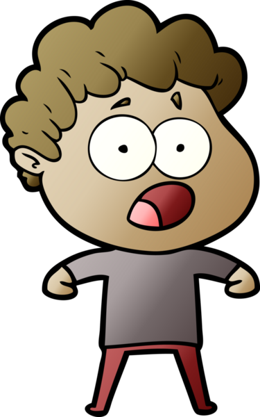 Bir insan tarafından çizilmiş bir karikatür adamı şaşkınlıkla nefes nefese kaldı.