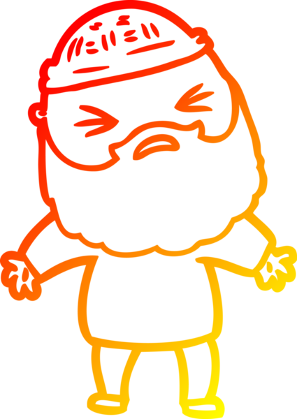 Bir insan tarafından çizilmiş sakallı bir çizgi film karakteri.