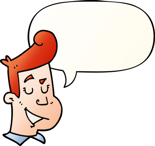 çizgi film mutlu adam konuşma baloncuğu ile bir insan tarafından çizilen düz gradyan stil