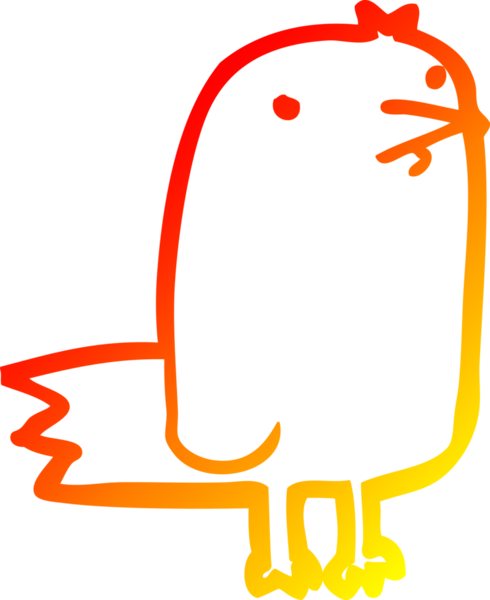 Bir insan tarafından çizilmiş çizgi film kuşunun sıcak gradyan çizimi