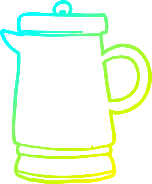 Bir insan tarafından çizilmiş eski metal bir çaydanlığın soğuk gradyan çizgisi.