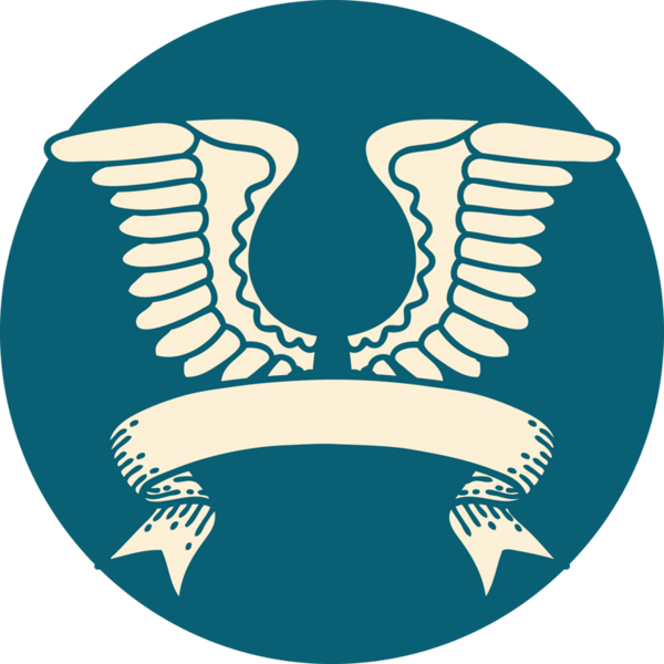 bir insan tarafından çizilmiş bir kanadın pankartıyla dövme biçimi simgesi