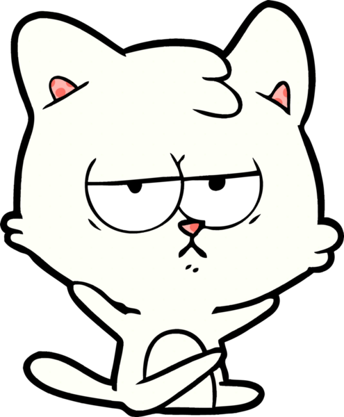Bir insan tarafından çizilmiş sıkıcı çizgi film kedisi.