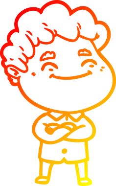 Bir insan tarafından çizilmiş, karikatür dostu bir adamın sıcak çizgi çizimi