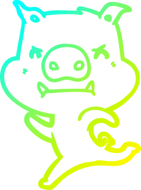 Bir insan tarafından çizilen kızgın çizgi film domuzu çizimi.