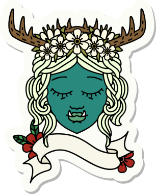 Bir insan tarafından çizilmiş bir ork Druid karakterinin çıkartması