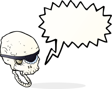 bir insan tarafından çizilmiş göz bandıyla çizilmiş garip bir kafatası.