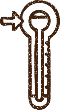 Bir insan tarafından çizilen sıcak termometre karakalem çizimi