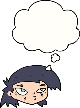 Bir insan tarafından çizilmiş düşünce baloncuğuyla çizilmiş bir yüz.