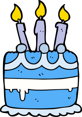 Bir insan tarafından çizilmiş doğum günü pastası.