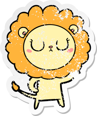 Bir insan tarafından çizilmiş karikatür aslanının sıkıntılı çıkartması.