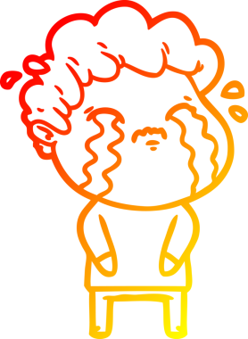 Bir insan tarafından çizilmiş ağlayan bir çizgi film karakteri çizimi.