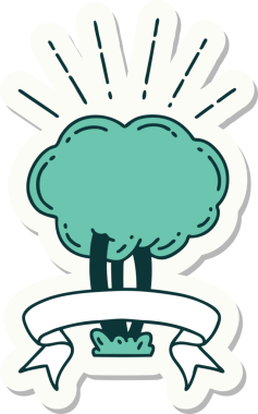 Bir insan tarafından çizilmiş dövme stili bir ağacın çıkartması.