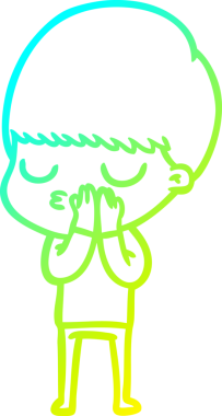 Bir çizgi film karakteri çizen soğuk gradyan bir çocuk bir insan tarafından çizilmiş.