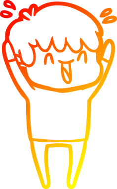 Bir insan tarafından çizilmiş gülen bir çizgi film karakteri çizimi