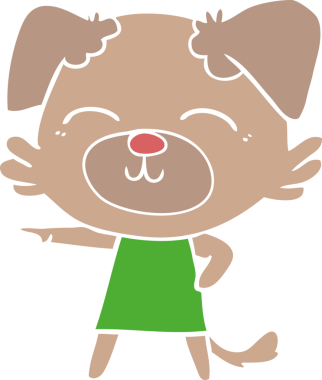 Bir insan tarafından çizilmiş düz renkli çizgi film köpeği.