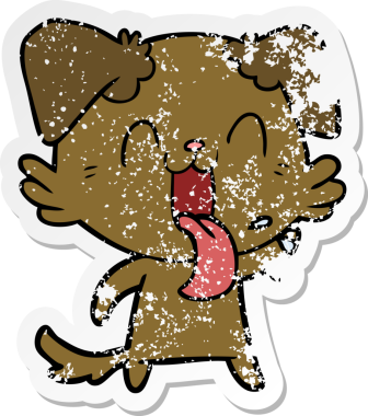 Bir insan tarafından çizilmiş, nefes nefese kalmış bir köpeğin sıkıntılı çıkartması.