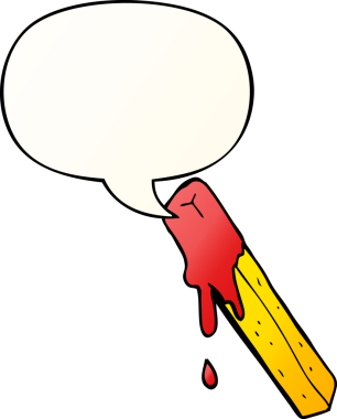 Bir insan tarafından çizilmiş yumuşak eğimli konuşma baloncuğu ile kızartılmış çizgi film.