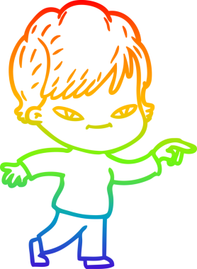 gökkuşağı gradyan çizimi bir insan tarafından çizilmiş mutlu bir kadın çizgi