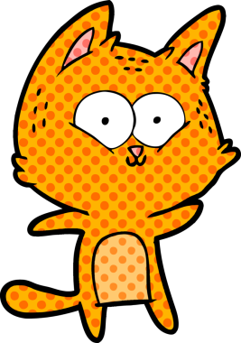 Bir insan tarafından çizilmiş çizgi film kedisi.