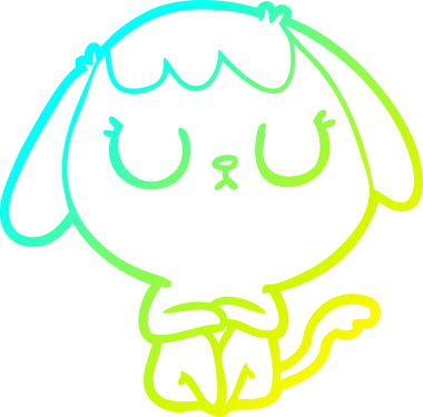 Bir insan tarafından çizilmiş şirin bir çizgi köpeğin soğuk gradyan çizgisi.