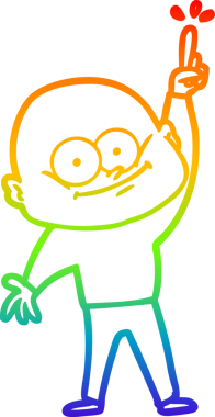 Gökkuşağı gradyan çizgi çizimi bir insan tarafından çizilmiş kel bir adamın çizimi