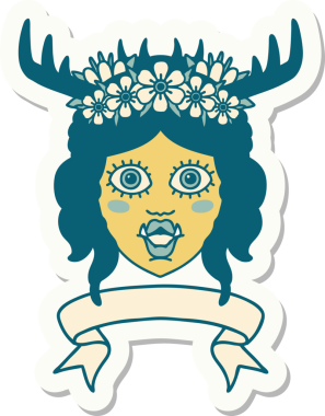 Bir insan tarafından çizilmiş afişi olan bir ork Druid karakterinin çıkartması