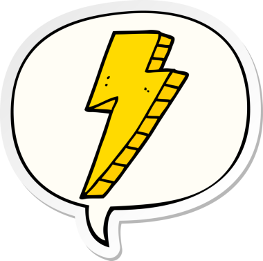 Bir insan tarafından çizilmiş konuşma balonu çıkartmalı karikatür yıldırımı.