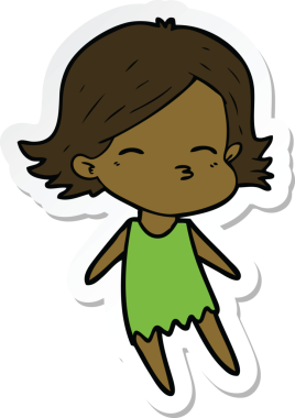 Bir insan tarafından çizilmiş bir karikatür kadının çıkartması.