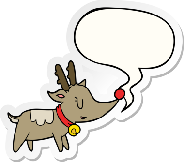 Bir insan tarafından çizilmiş konuşma kabarcığı etiketli karikatür Noel geyiği.