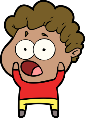 Bir insan tarafından çizilmiş bir karikatür adamı şaşkınlıkla nefes nefese kaldı.