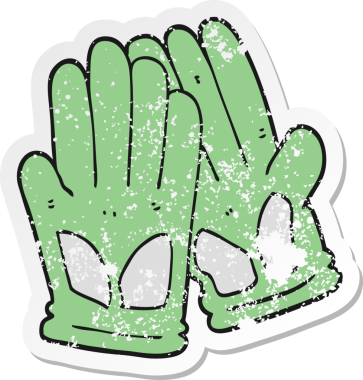 Bir insan tarafından çizilmiş karikatür bahçe eldiveni.