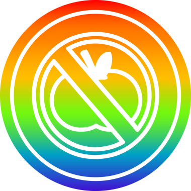 Gökkuşağı gradyan bir insan tarafından çizilmiş sağlıklı yiyecek dairesel simgesi yok