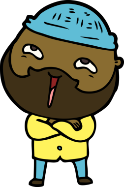 Bir insan tarafından çizilmiş mutlu sakallı bir adam.