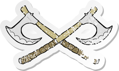 Bir insan tarafından çizilmiş çapraz baltaların gerilmiş yapıştırması