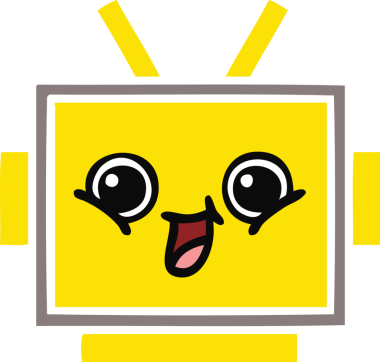 Bir insan tarafından çizilmiş robot kafasının düz renkli retro karikatürü