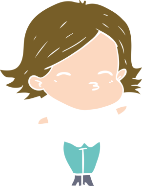 Bir insan tarafından çizilmiş düz renkli karikatür kadın