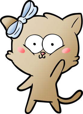 Bir insan tarafından çizilmiş çizgi film kedisi.