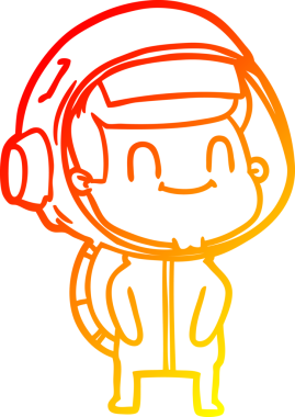 Bir insan tarafından çizilmiş mutlu bir astronot çizgi roman çizimi.